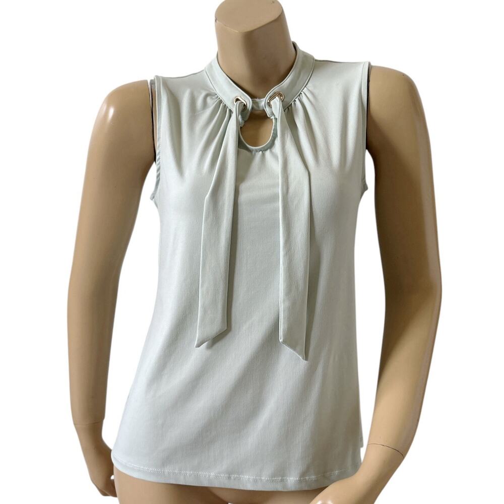 Liz Claiborne Blouse Womens Small Mint Green Sleeveless Keyhole Career Top